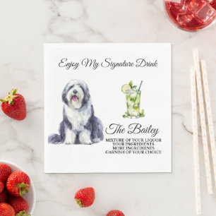 Serviette En Papier Vieux anglais Sheepdog Mariage Signature Boisson