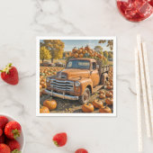 Serviette En Papier Vieux Camion Rempli De Citrouilles (En situation)
