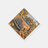 Serviette En Papier Vieux Camion Rempli De Citrouilles (Coin)