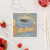 Serviette En Papier Vieux Cape Cod Massachusetts Carte (En situation)