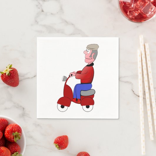 Serviette En Papier Vieux Homme Sur Un Papier Scooter (En situation)