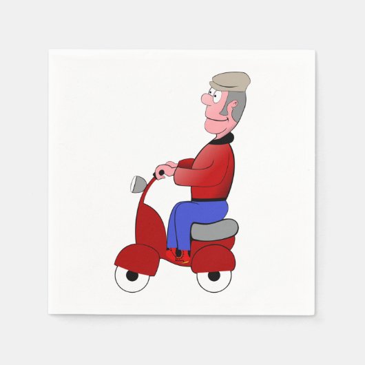 Serviette En Papier Vieux Homme Sur Un Papier Scooter (Devant)