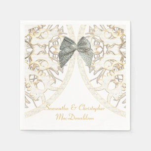 Serviette En Papier Vieux mariage damassé en dentelle blanche