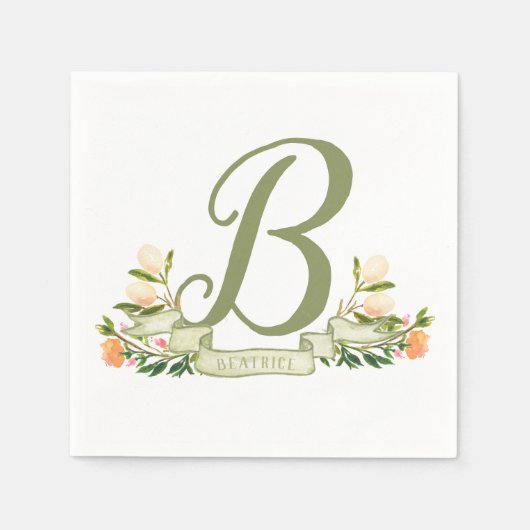 Serviette En Papier Vieux Monde Shakespeare | Monogramme Fairytale (Devant)