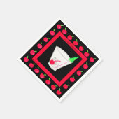 Serviette En Papier Vieux style rétro Boire Cerises rouges sur Noir (Coin)
