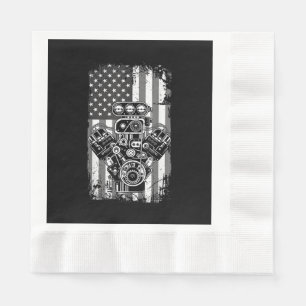 Serviette En Papier Vieux Véhicule Musclé Piston Drapeau Américain Drô