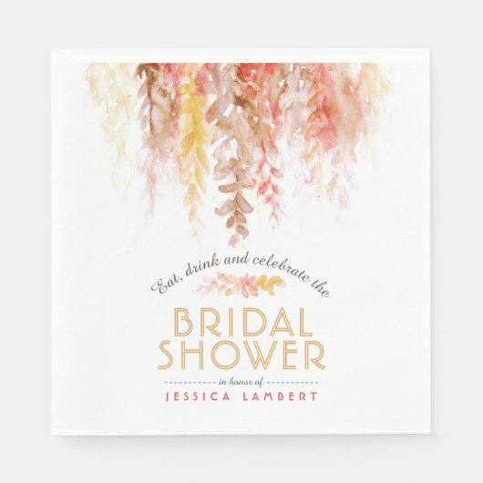 Serviette En Papier Vigne d'aquarelle chute corail brun nain douche (Devant)