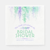 Serviette En Papier Vigne d'aquarelle fleurie violet vert nuptiale (Devant)