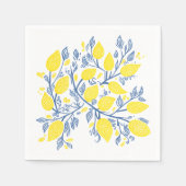 Serviette En Papier Vignes de citron bleu et jaune, jolies et délicate (Devant)