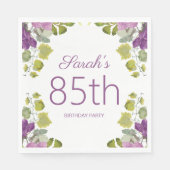 Serviette En Papier Vignes Feuilles florales pourpres 85e anniversaire (Devant)