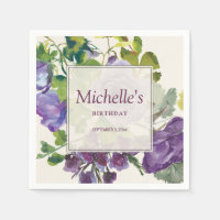 Vignes florales aquarelles violettes Nom Date d'an