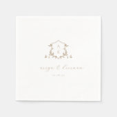 Serviette En Papier Vignes intemporelles Cimier beige Mariage Monogram (Devant)