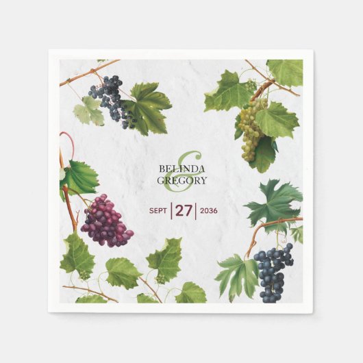 Serviette En Papier Vignoble de raisins Méditerranée Grec Mariage (Devant)