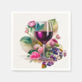 Serviette En Papier Vignoble de vignes Verre à vin Roses roses (Devant)