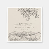 Serviette En Papier Vignoble Drawn Winery Toast Toscany Mariage (Devant)