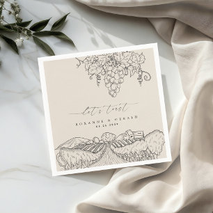 Serviette En Papier Vignoble Drawn Winery Toast Toscany Mariage