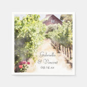 Serviette En Papier Vignoble et Mariage d'aquarelle de la grange rouge (Devant)