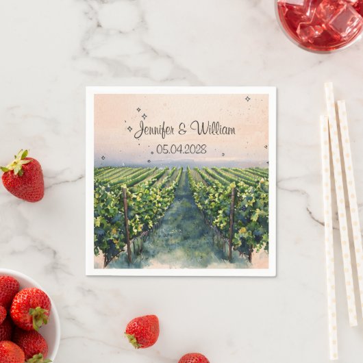 Serviette En Papier Vignoble rustique Destination Italie Mariage (En situation)