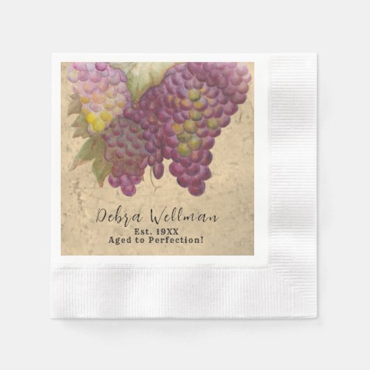 Serviette En Papier Vignoble rustique Vignoble à thème Jalon Anniversa (Devant)