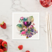 Serviette En Papier Vignoble Vignoble Vignoble Verre Rose Roses (En situation)