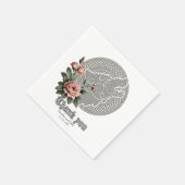 Serviette En Papier Viking Wolf & Rose. Une tête de loup stylisée, (Coin)