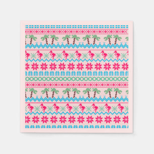 Serviette En Papier Vilain pull de Noël Flamant rose Tropical