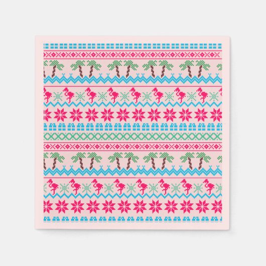 Serviette En Papier Vilain pull de Noël Flamant rose Tropical (Devant)
