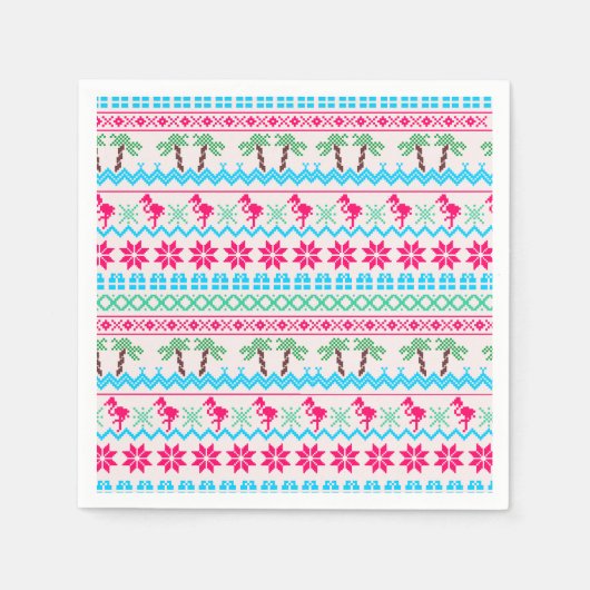 Serviette En Papier Vilain pull de Noël Flamant rose Tropical (Devant)