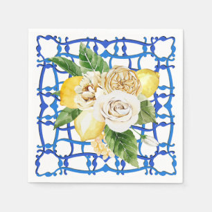 Serviette En Papier villa de fête aux roses citron carrelée de bleu it