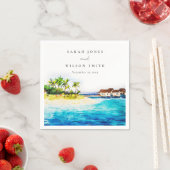 Serviette En Papier Villa Tropical Overwater Seascape Beach Mariage (En situation)