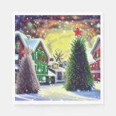 Serviette En Papier Village de Noël d'hiver (Devant)