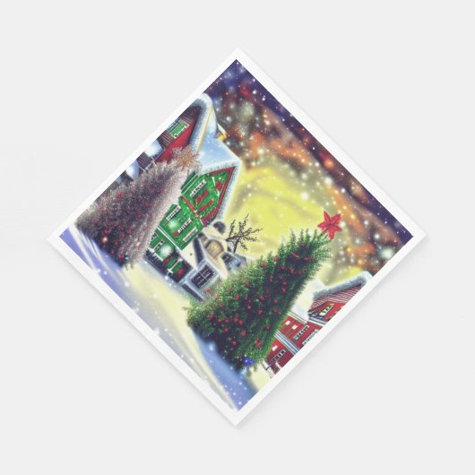 Serviette En Papier Village de Noël d'hiver (Coin)