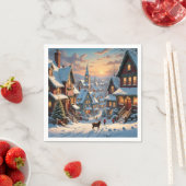Serviette En Papier Village de Noël enneigé (En situation)