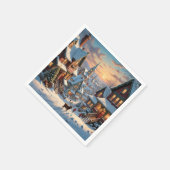 Serviette En Papier Village de Noël enneigé (Coin)