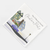 Serviette En Papier Village de Noël Fête de Nuit d'Hiver Cosy (Coin)