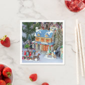 Serviette En Papier Village de Noël miniature (En situation)