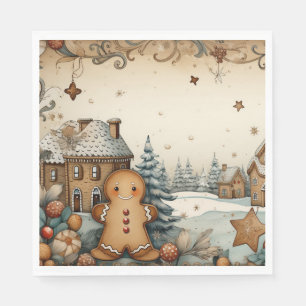 Serviette En Papier Village de pain d'épice rustique homme