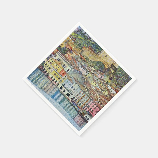 Serviette En Papier Village italien Malcena au jardin par Klimt (Coin)