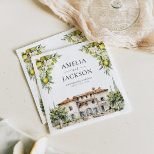 Serviette En Papier Villas italiennes citrons et olives