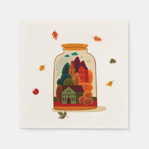 Serviette En Papier Ville d'automne rustique à Jar