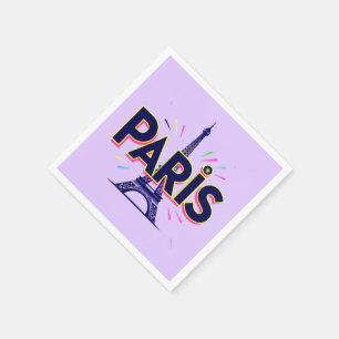 Serviette En Papier Ville des Lumières : Art de typographie gras de Pa