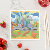 Serviette En Papier Ville En Automne (En situation)