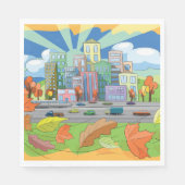 Serviette En Papier Ville En Automne (Devant)