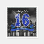 Serviette En Papier Ville Lumières Sweet sixteen bleu ID118 (Devant)