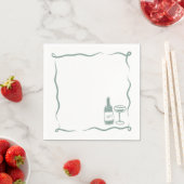 Serviette En Papier Vin à main de Whimsical Mariage Chic Sage Vert (En situation)