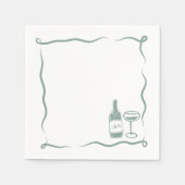 Serviette En Papier Vin à main de Whimsical Mariage Chic Sage Vert (Devant)