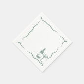Serviette En Papier Vin à main de Whimsical Mariage Chic Sage Vert (Coin)