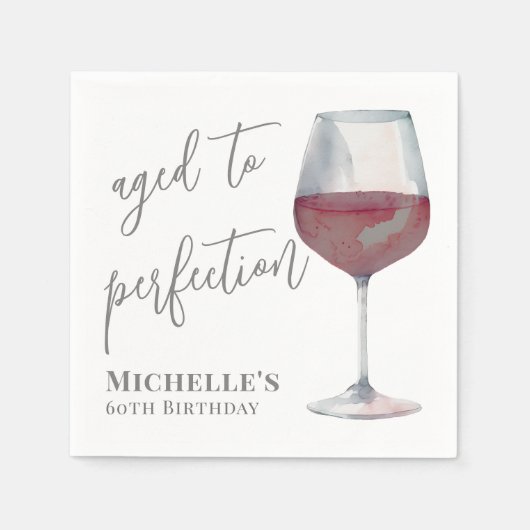 Serviette En Papier Vin Âgé À Parfait Anniversaire (Devant)