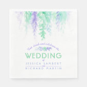 Serviette En Papier Vin art floral vert violet mariage serviettes (Devant)
