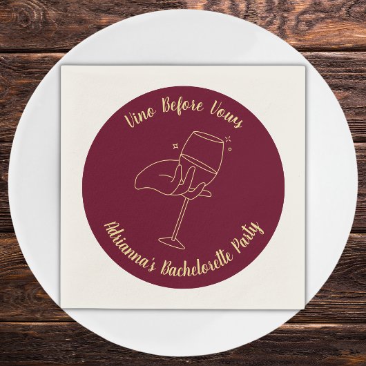 Serviette En Papier Vin Bachelorette Bourgogne Vino Avant Vows
